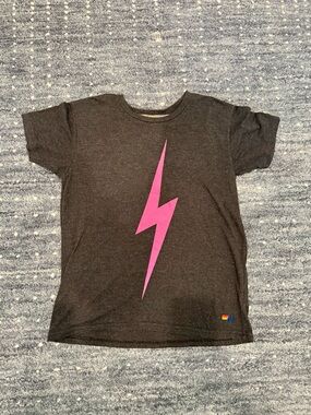 Girls Aviator Nation t shirt with Pink Lightning Graphic